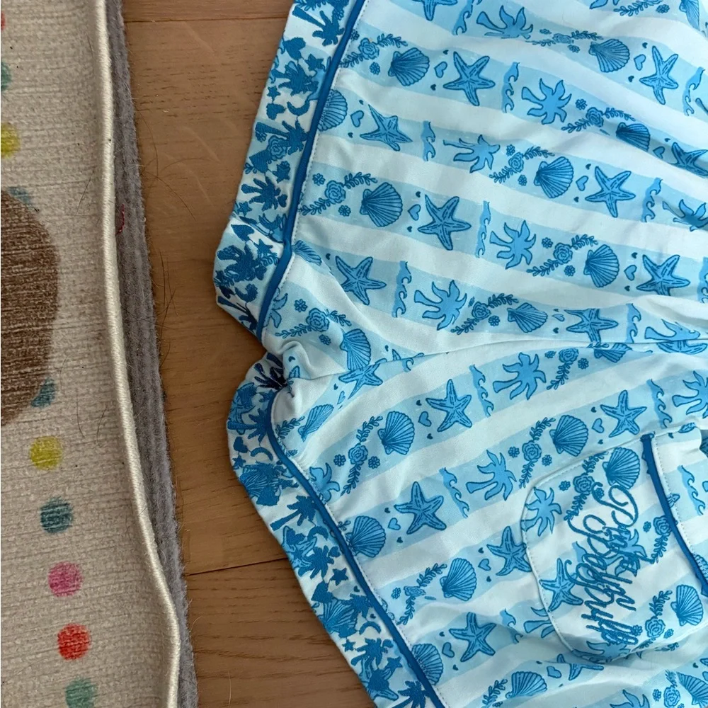 Pink Palm Puff Blue Printed Pajama Set - Picture 5 of 16